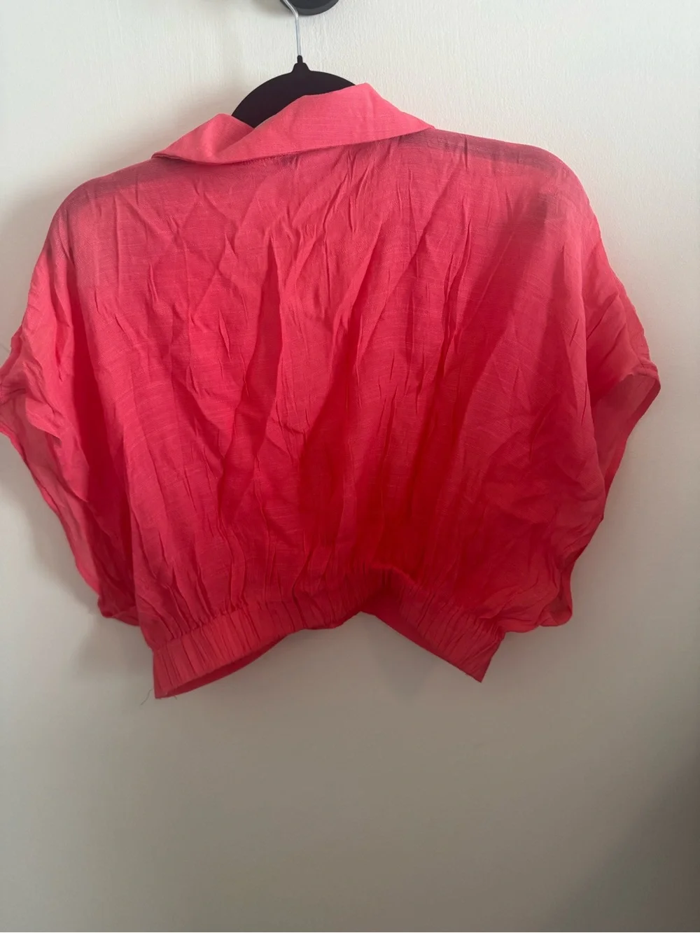 HYFVE Coral Two Piece Linen Blend Look Set Crop Top Wide Leg Pants Medium NWOT